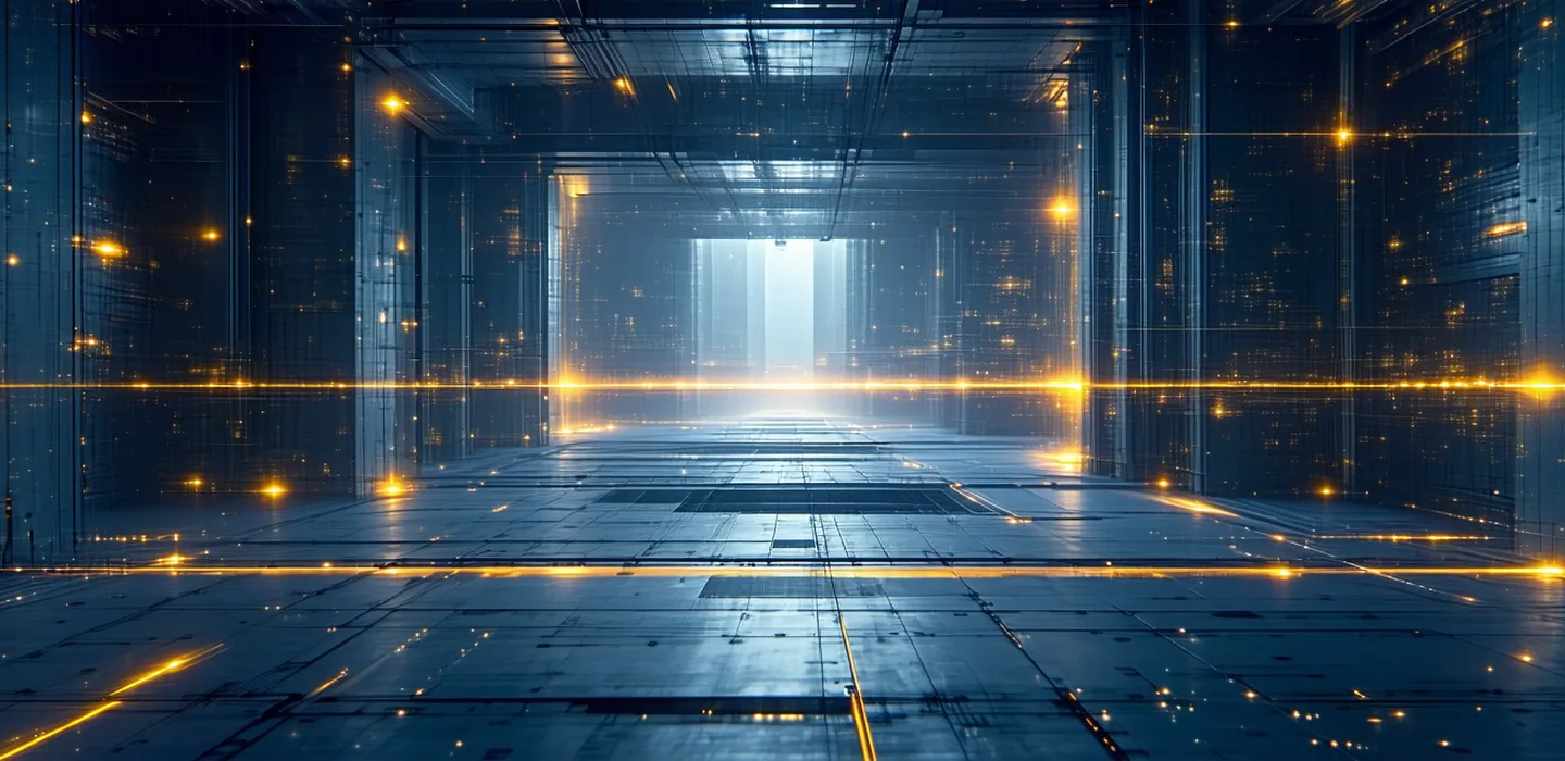 Abstract visualization of the Twynvex platform architecture with data flow layers